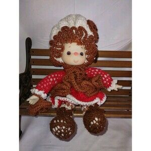 Vintage Crocheted Strawberry Shortcake 16in Doll Chocolate Chip Ice Cream